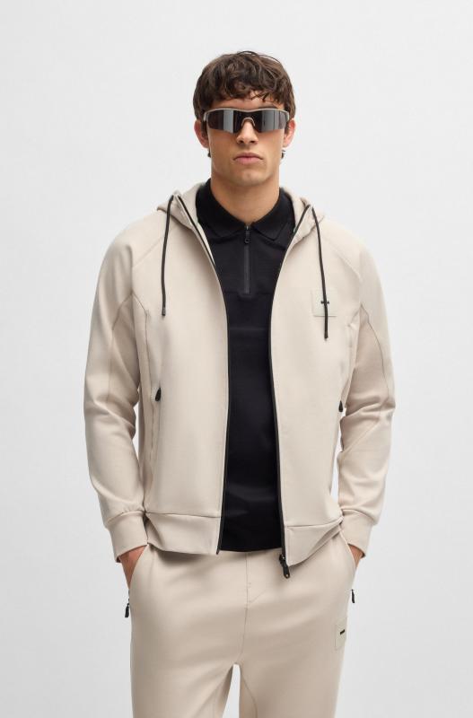 BOSS GREEN SAGGY RIB ZIP HOOD