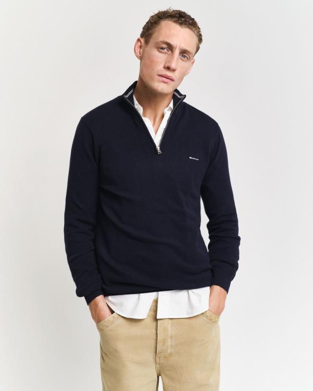 GANT COTTON PIQUE HALF ZIP