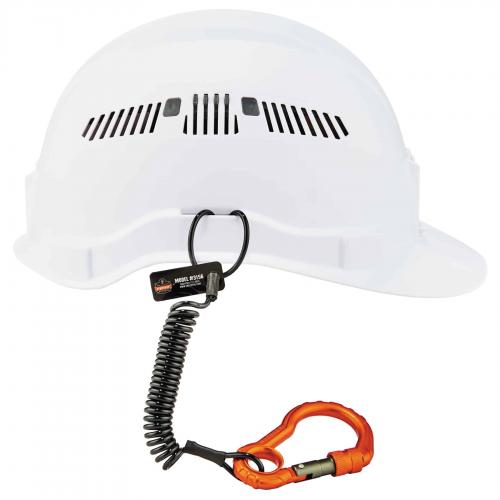 White Ergodyne 19155 Squids Elastic Hard Hat Lanyard with Clamp Pack of 6 Standard