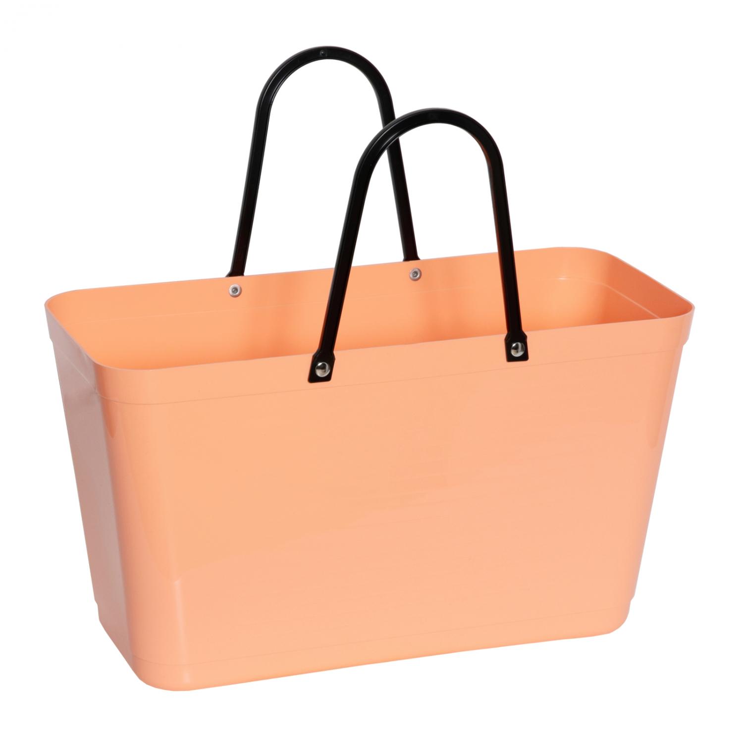 Hinza Plastic Bag Large 15 L Apricot with Handle 41.5 x 44 x 18 cm Plastic Shopper Plastic Carry Bag Reusable Shopping Bag Shopping Basket BPA Free Stackable Swedish Design 