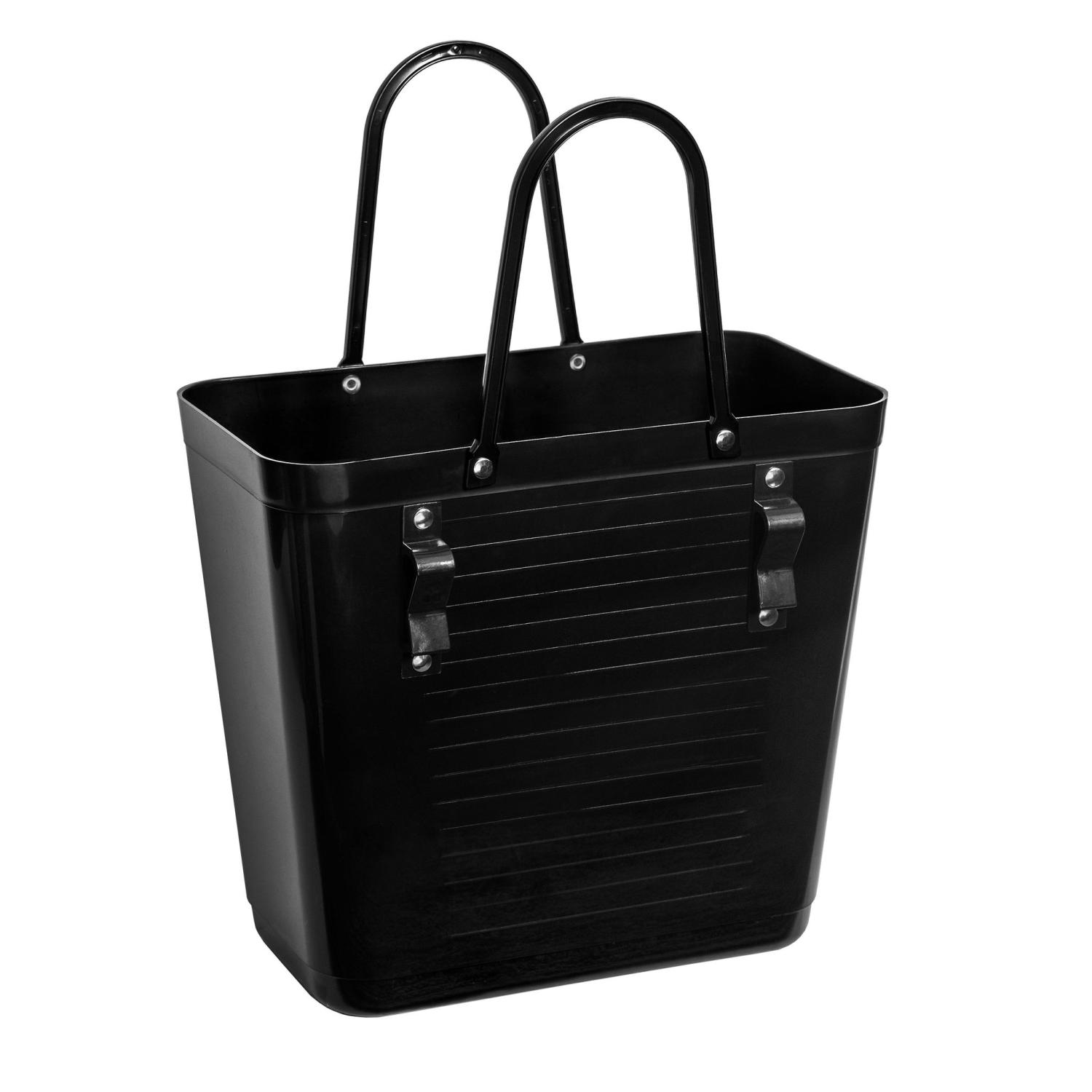 Hinza bag Tall with bicycle hooks, Black - Recycled Plastic