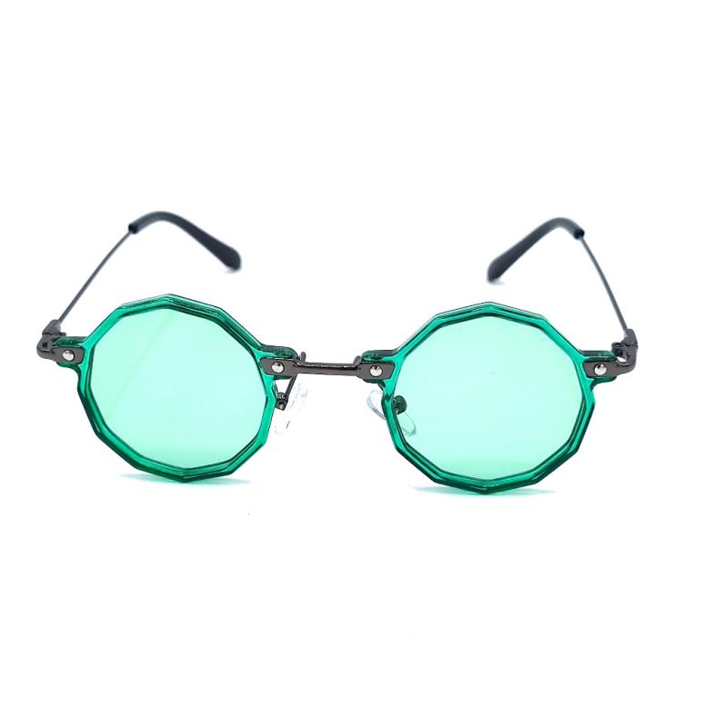 Runda solglasögon - gröna bågar med gröna linser