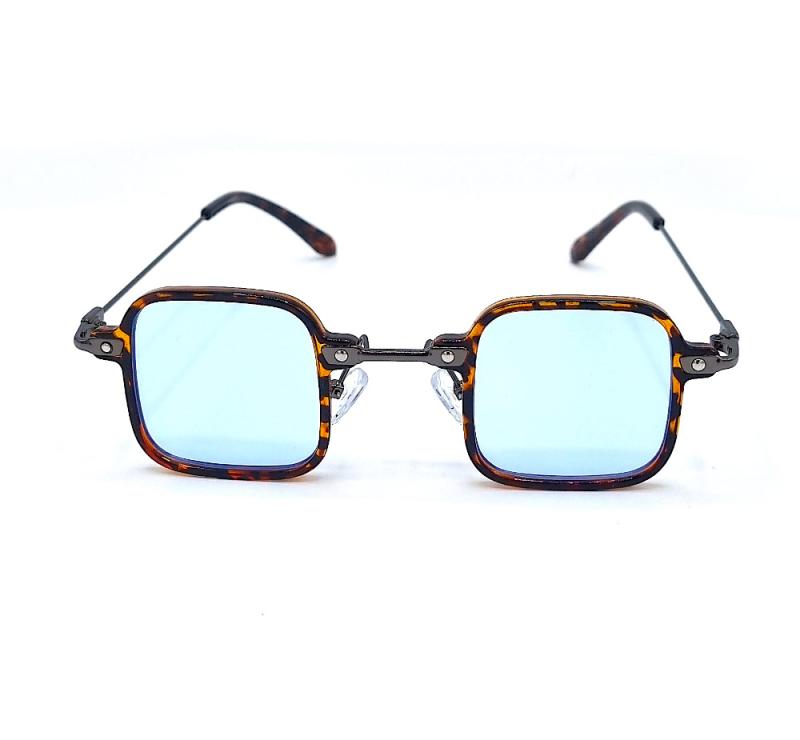 Fyrkantiga solglasögon Tony S - leopard / ljusblå/genomskinlig