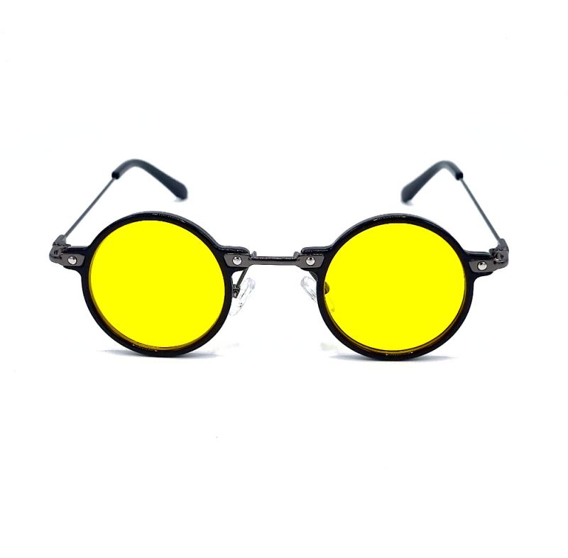 Runda solglasögon Rage - svarta bågar med gula linser