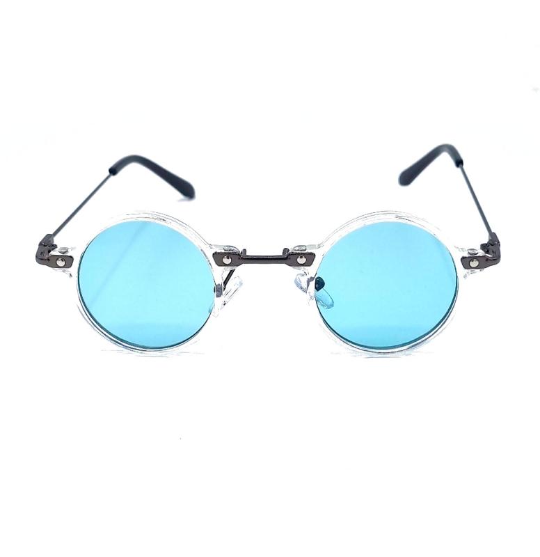 Runda solglasögon Rage - genomskinliga bågar med blåa linser