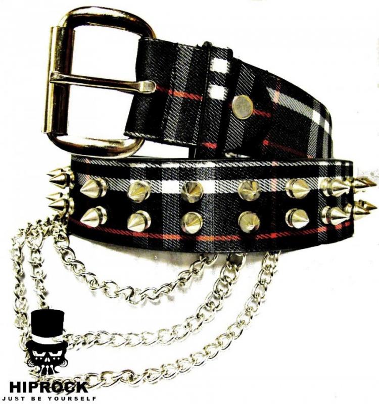Studded belt with spike studs and chains - 2 record