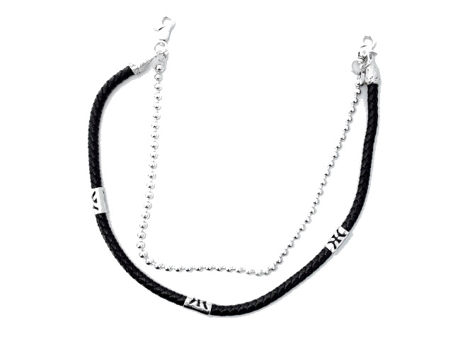 Panth chain -  black leather and silver chain
