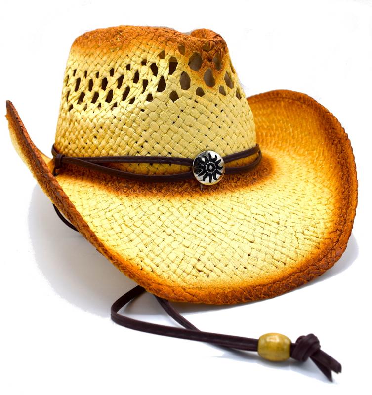 Cowboyhatt med medaljong och brun rem - handgjord hatt
