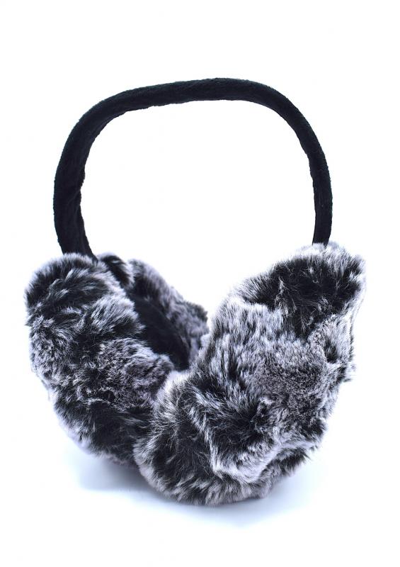 FLUFFY EAR MUFFS BLACK WITH WHITE INSERT