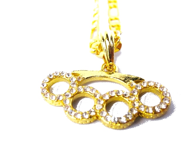 Necklace - Gold colored brass knuckles