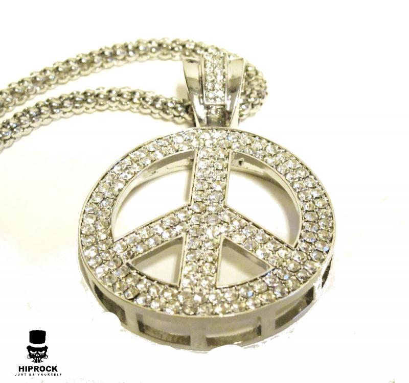 Necklace - Iced Big Peace