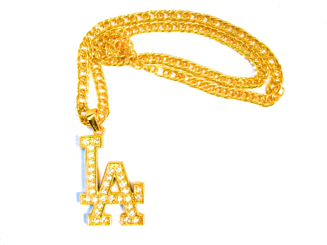 Los Angeles necklace gold colored with white crystals
