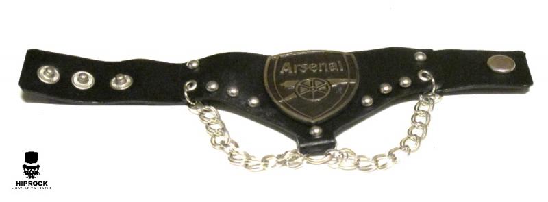 Leather bracelet with Arsenal mark and chains