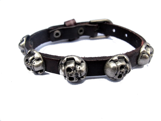 Brown leather bracelet with figures