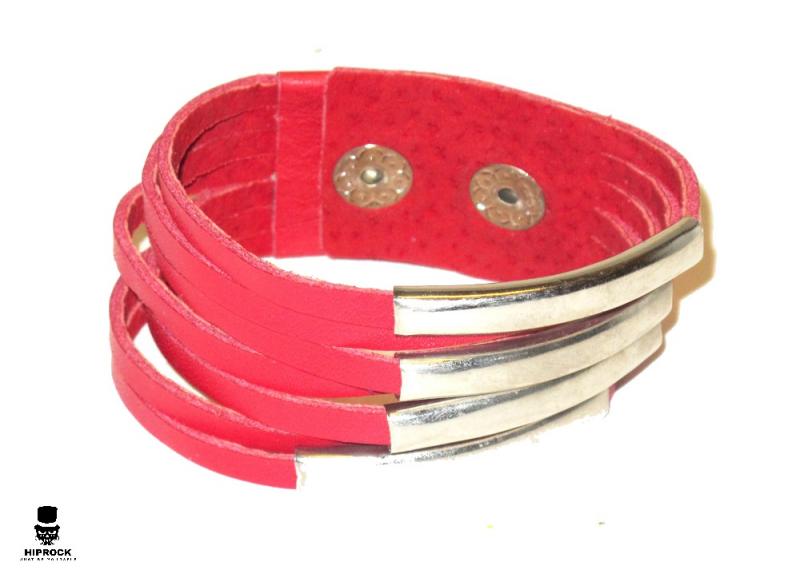 Läderarmband -Röd