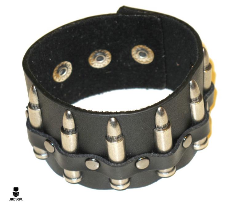 Leather bracelet with bullets