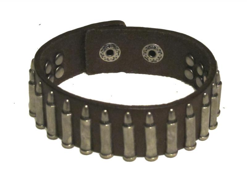 Leather bracelet with bullets