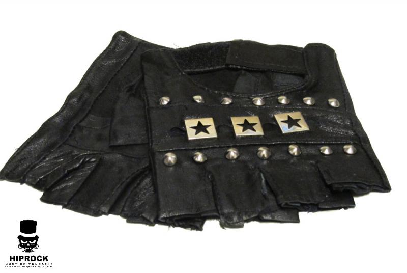 Leather Gloves - Stars and round rivets