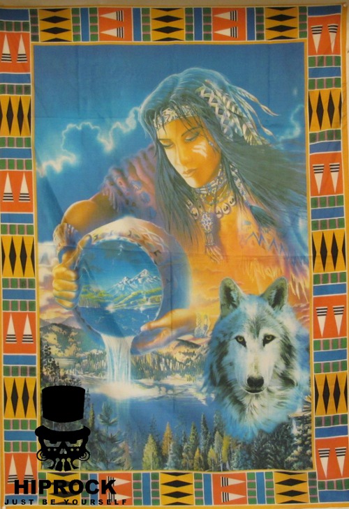 Flag - Indian Girl with Wolf
