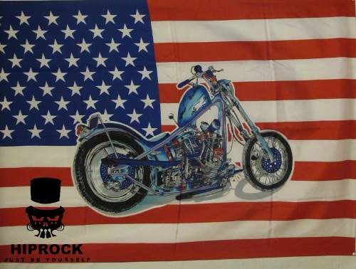 Flagga - USA Flaggan med Motorcykel