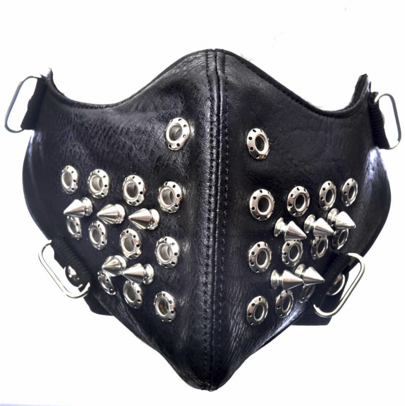 LEATHER HALF FACE MASK WITH RIVETS