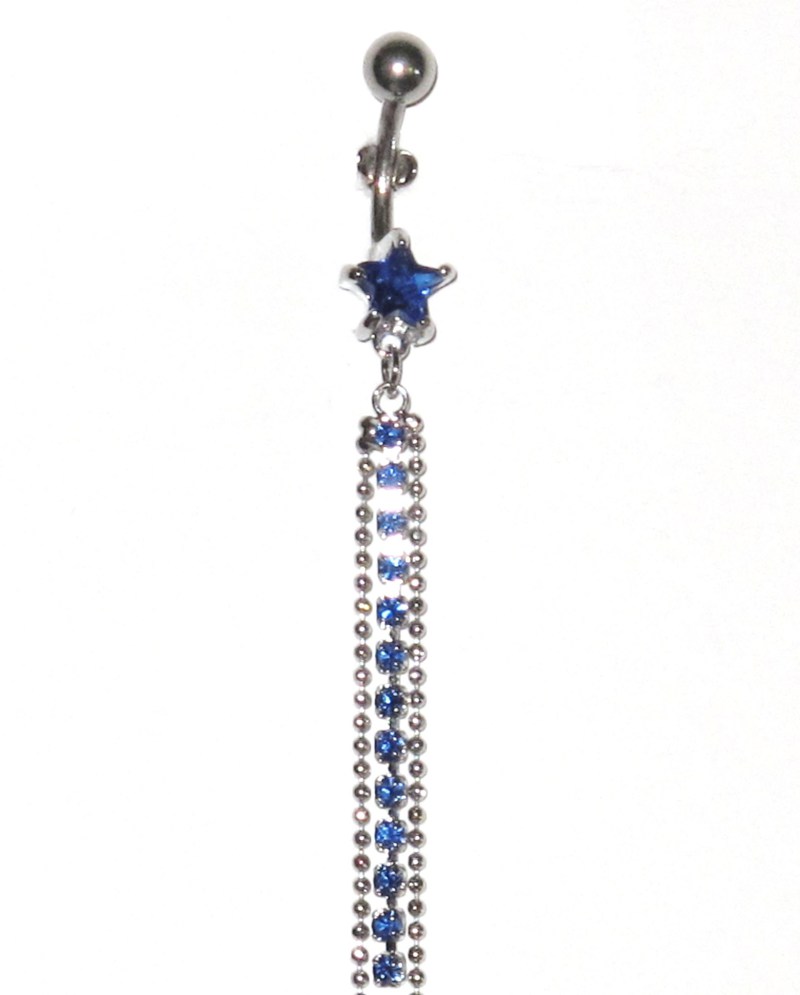 Belly Piercing - Star with Blue Crystals