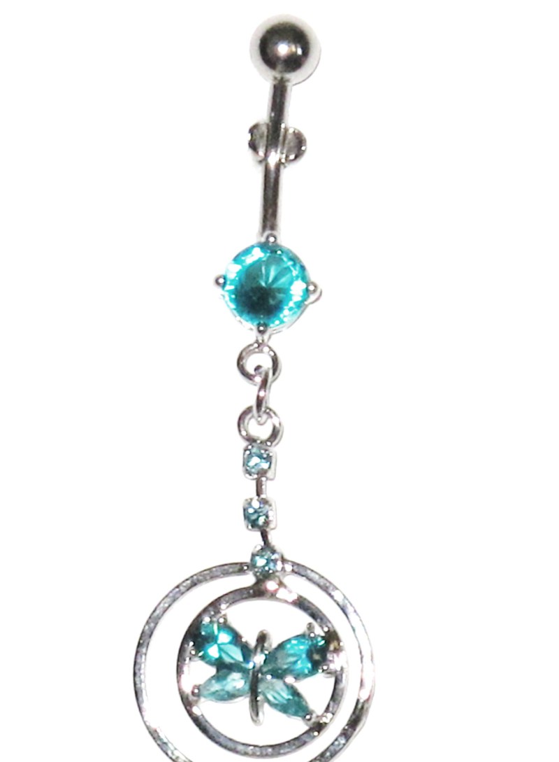 Belly Piercing - Butterfly with Turquoise Crystals