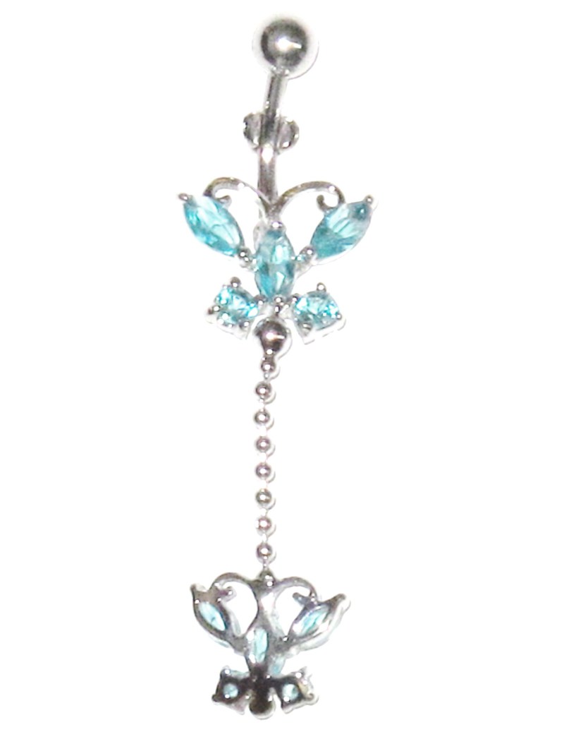 Belly Piercing - Butterflies with Turquoise Crystals