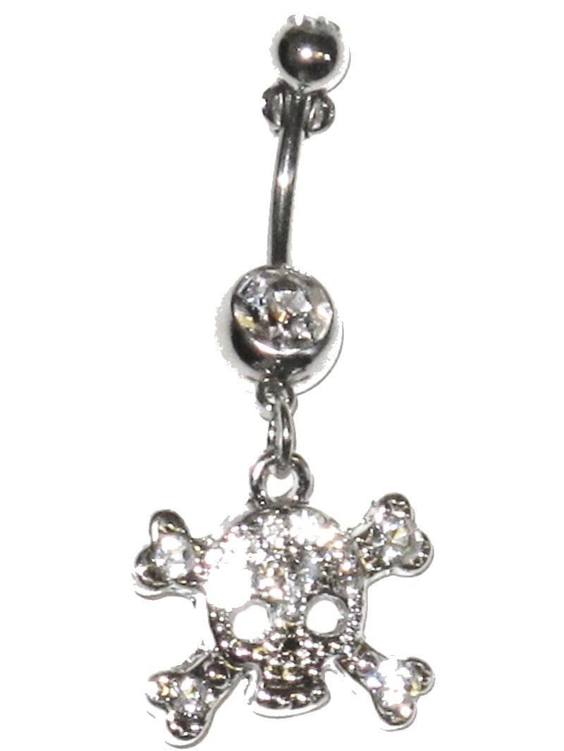 Belly Piercing - Skull with White Crystals