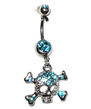 Belly Piercing - Skull with Blue Crystals