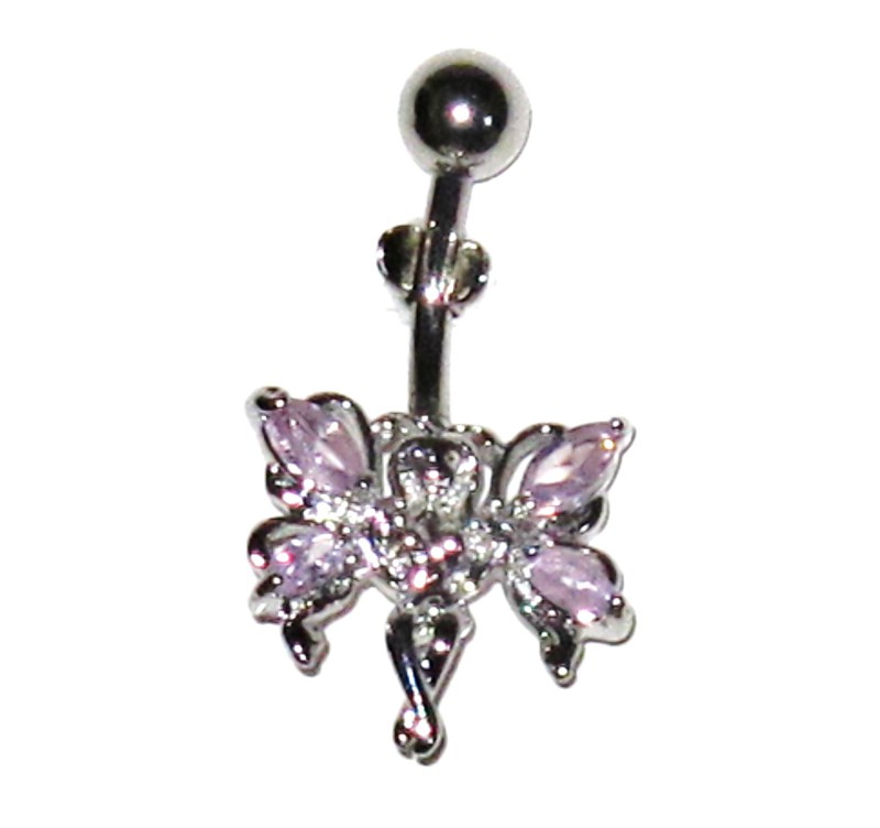 Navel Piercing - Pink Butterfly