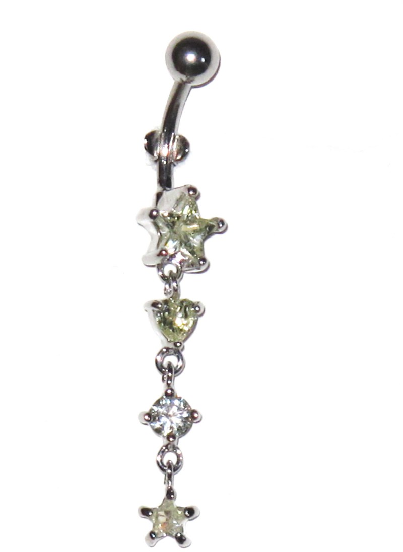 Belly Piercing - Stars with White and Yellow Crystals