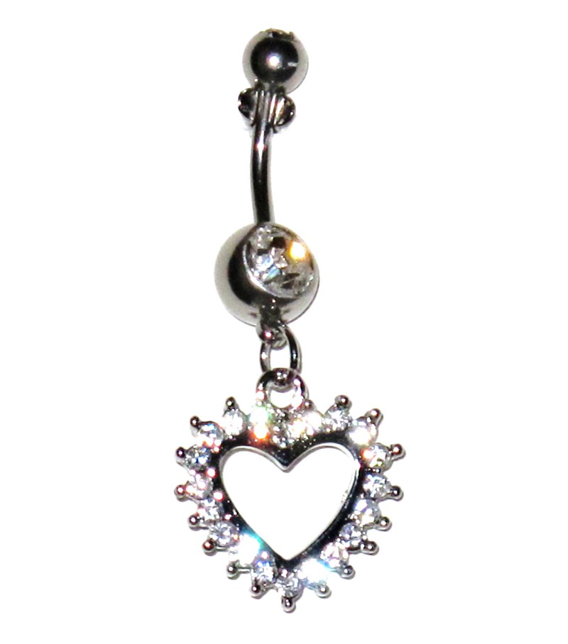 Belly Piercing - Iced Heart White