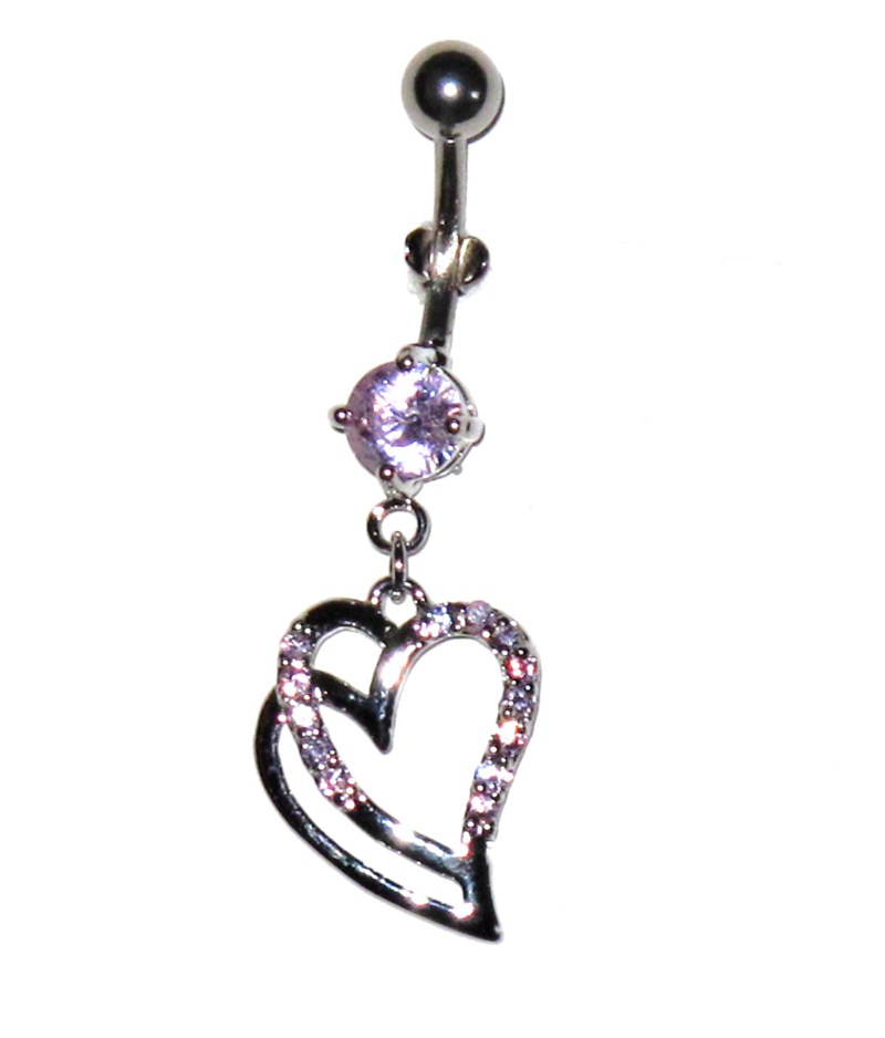 Navel Piercing - Iced Heart Pink