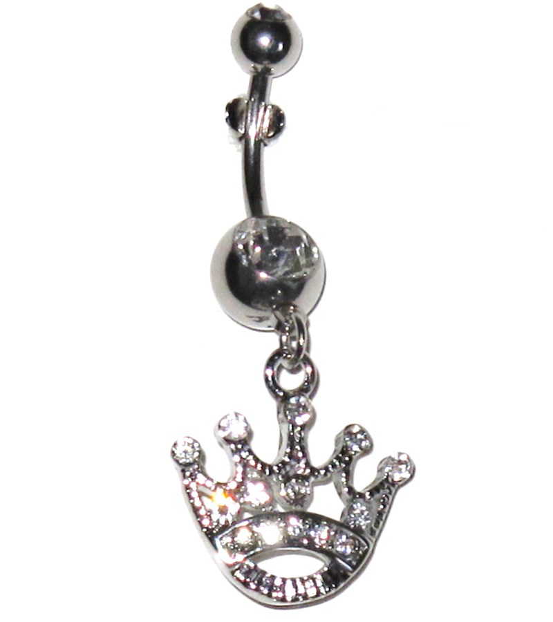 Navel Piercing - Iced Crown White