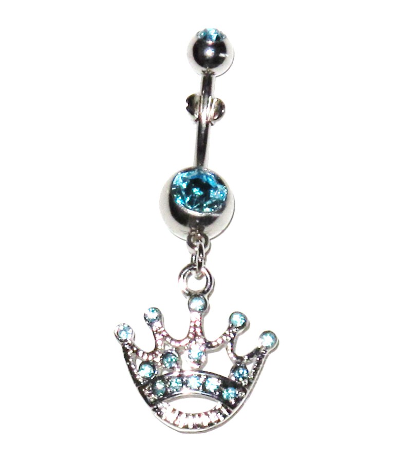 Belly Piercing - Iced Crown Blue