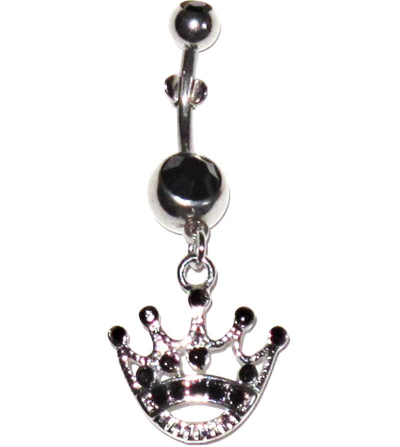 Navel Piercing - Iced Crown Black