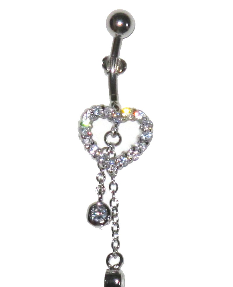 Belly Piercing - Heart with White Crystals