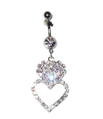 Navel Piercing - Iced Out Heart