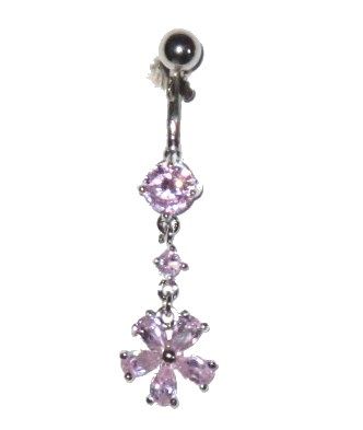 Belly Piercing - Iced Flower Pink
