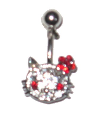 Navel Piercing - Hello Kitty Red