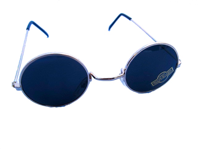 Klassiska runda solglasögon - Mörka med silverfärgade bågar