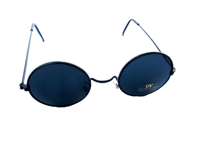 Klassiska runda solglasögon - Mörka linser med svarta bågar