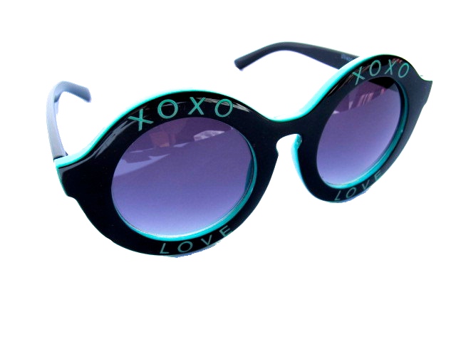 Runda turkosa och svarta solglasögon - XOXO LOVE