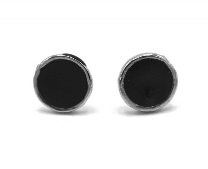 SILVER SILVER COLORED AND BLACK EARRINGS