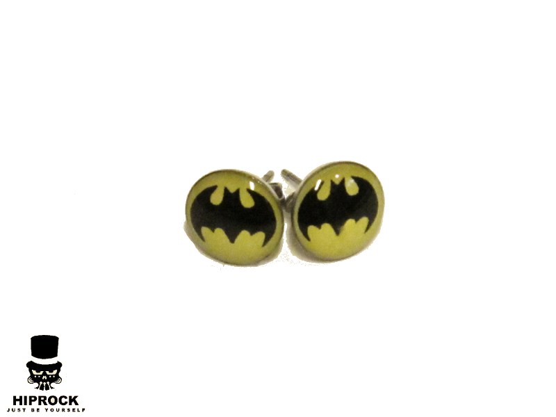 Button Earrings - Batman