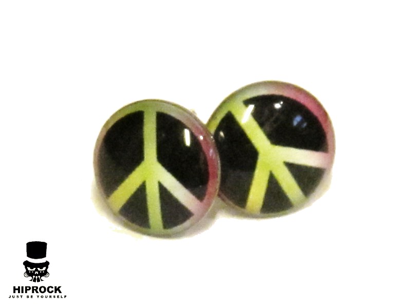 Button Earrings - Peace
