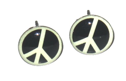 Button Earrings - Peace
