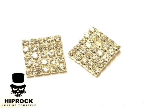 Earrings - Iced Square
