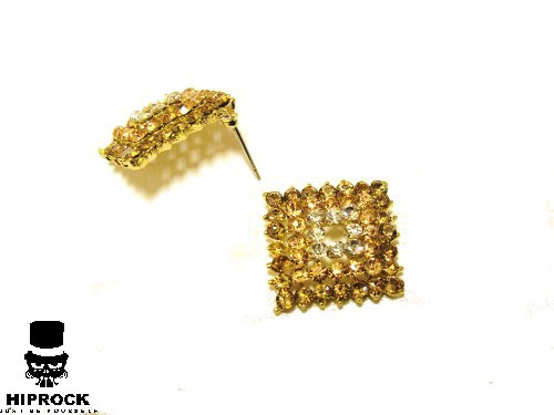 Earrings - Gold Iced Square